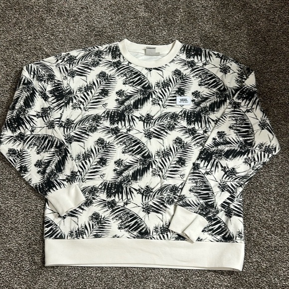 Vans black and white palm leaf flower Hawaii sweatshirt monochrome - Picture 1 of 5
